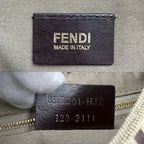 Fendi Shoulder Bag Mamma Bucket Zucchino Pattern Bag Canvas Leather Brown Red — view 5