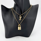 Louis Vuitton Necklace Key Motif LV Padlock Double Chain with Adjuster Star — view 4