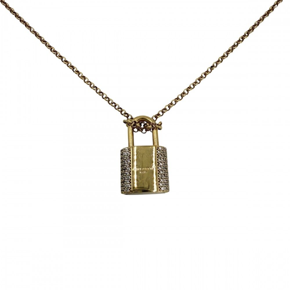 Louis Vuitton Necklace Key Motif LV Padlock Double Chain with Adjuster Star — view 2