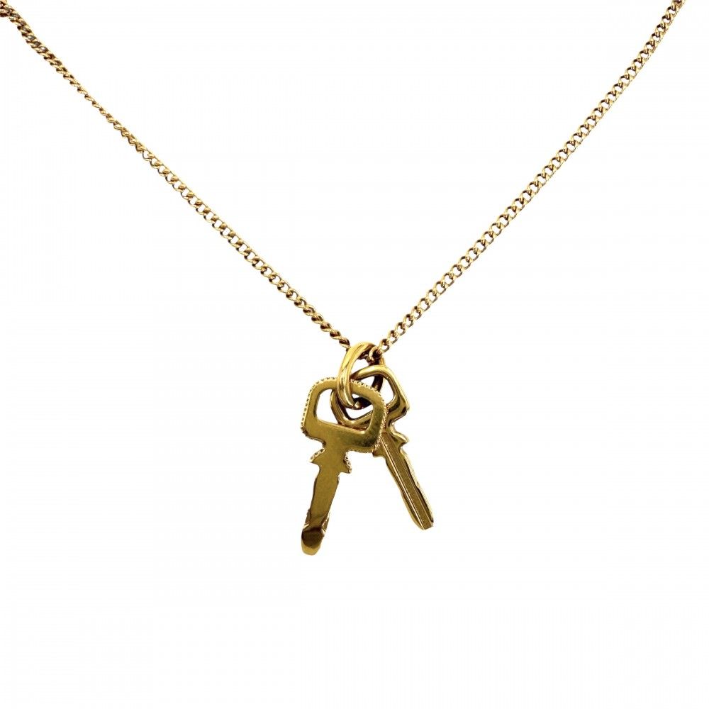 Louis Vuitton Necklace Key Motif LV Padlock Double Chain with Adjuster Star — view 3