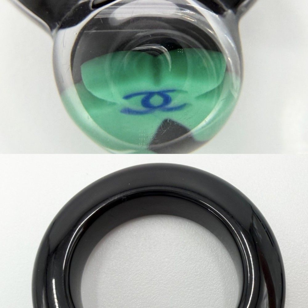 Chanel Ring Clover CC Logo Black Green — view 6