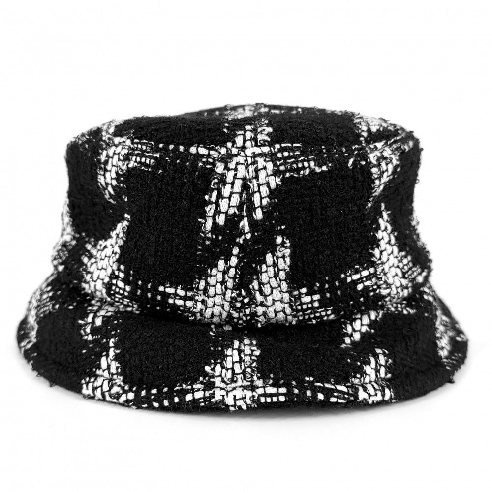 Chanel Hat Tweed Bucket Hat CC Logo M Black White — view 4
