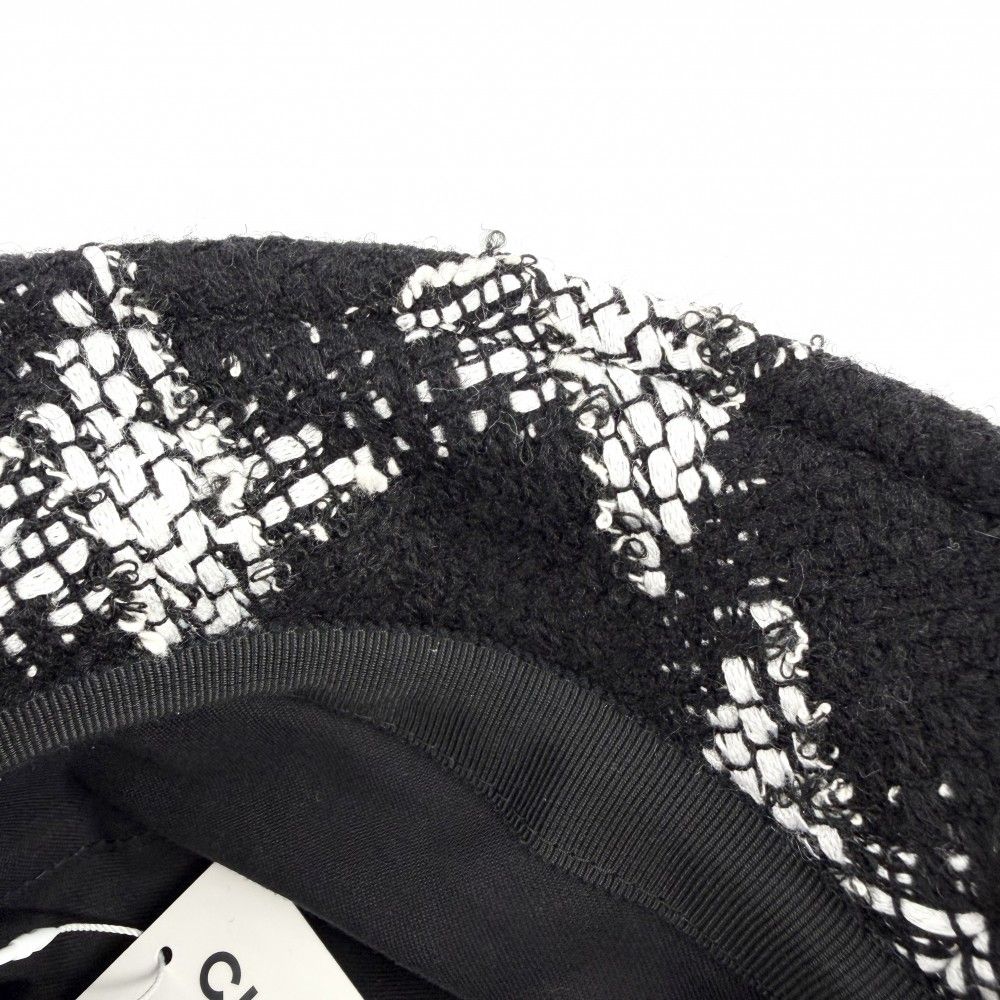 Chanel Hat Tweed Bucket Hat CC Logo M Black White — view 6
