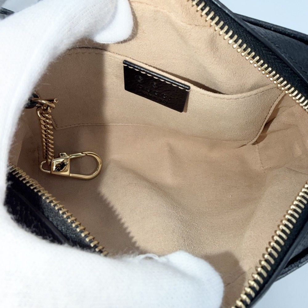 Gucci Shoulder Bag Ophidia Small Pochette Crossbody Leather Black Gold — view 4
