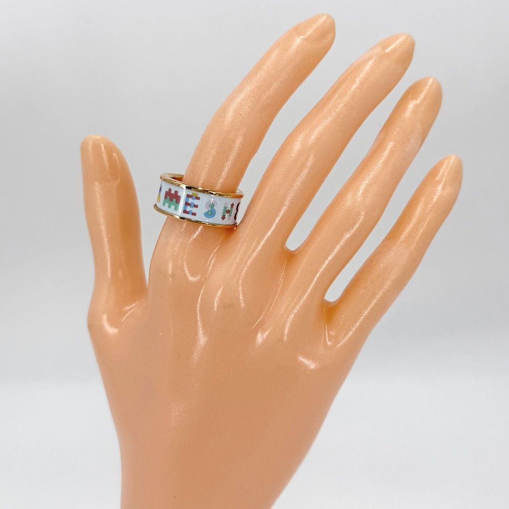 Hermes Ring Bricol MM Aurora 55 Pink Gold Plated Light Blue — view 2