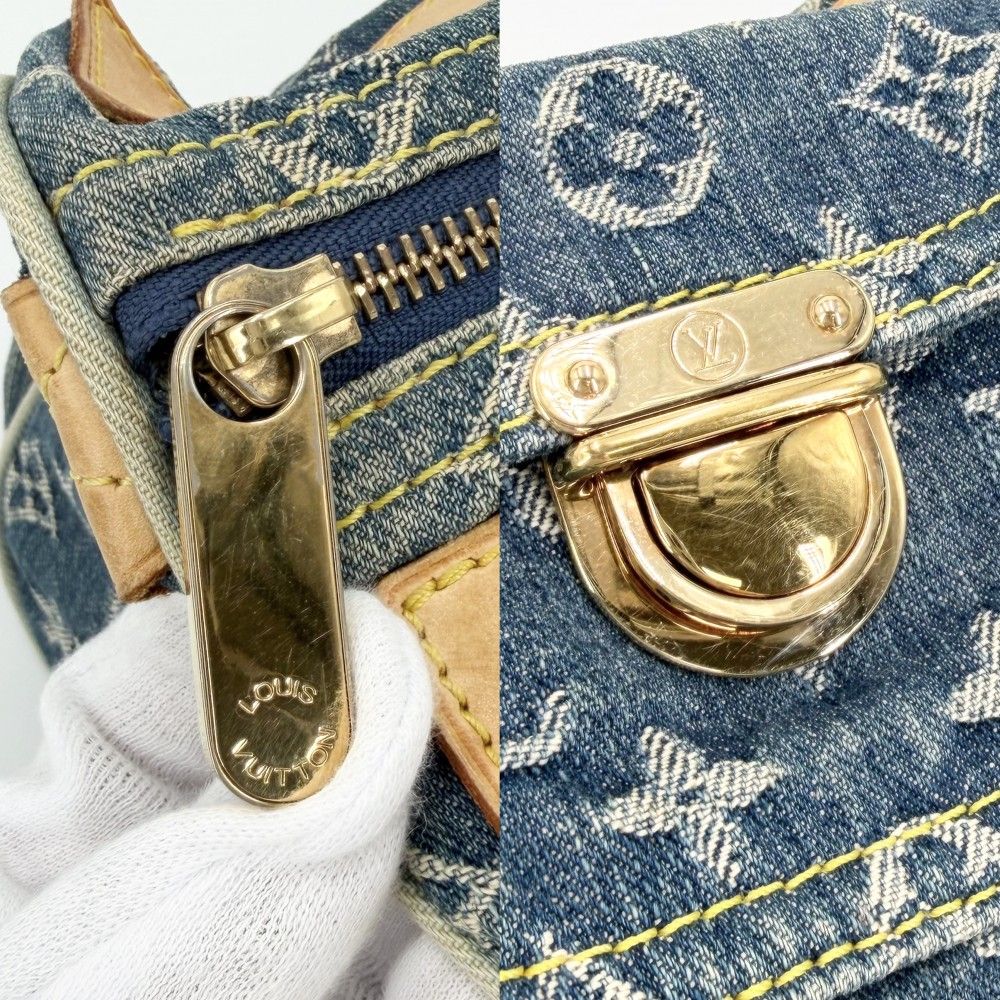 Louis Vuitton Handbag Neo Speedy Monogram Denim Blue Gold — view 8