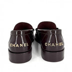 Chanel Loafers Logo CC Shoes 37c Leather Brown Gold — view 4