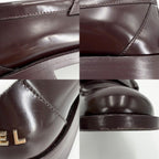Chanel Loafers Logo CC Shoes 37c Leather Brown Gold — view 7
