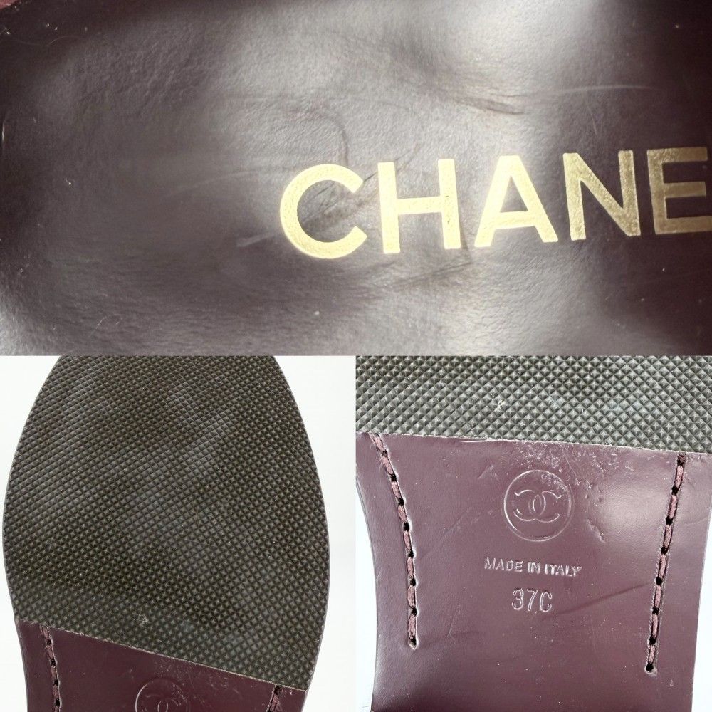 Chanel Loafers Logo CC Shoes 37c Leather Brown Gold — view 9