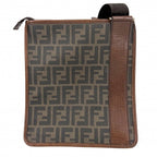 Fendi Shoulder Bag Zucca Crossbody Leather Brown Gold — view 2