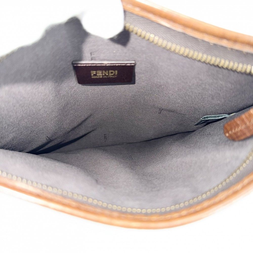 Fendi Shoulder Bag Zucca Crossbody Leather Brown Gold — view 4