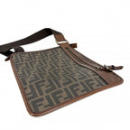 Fendi Shoulder Bag Zucca Crossbody Leather Brown Gold — view 3