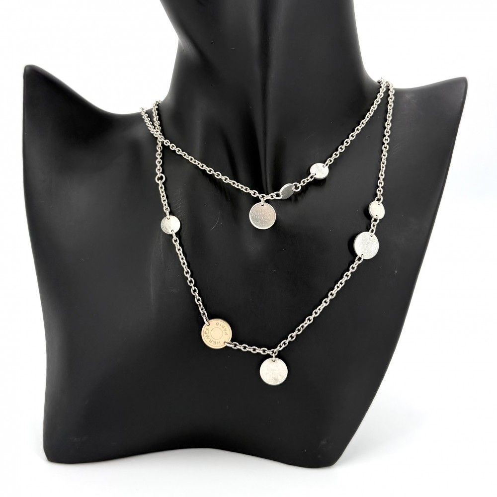 Hermes Necklace Series Confetti 80 Long 18k PG 925 Sterling Silver 18k Pink Gold — view 3