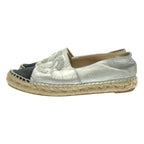 Chanel CC Logo Espadori Slip on Silver 36 — view 2