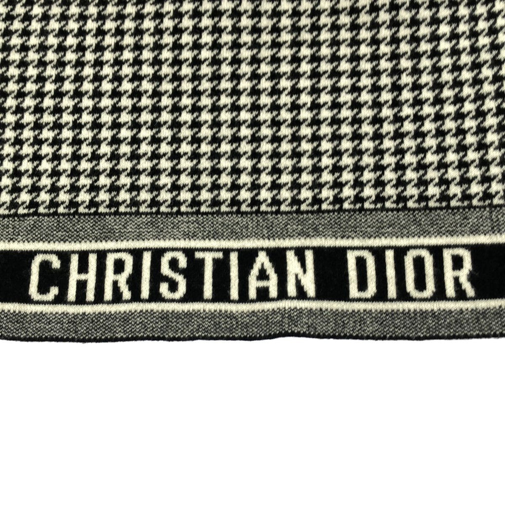Dior Houndstooth Logo Shawl Black White Scarf — view 3