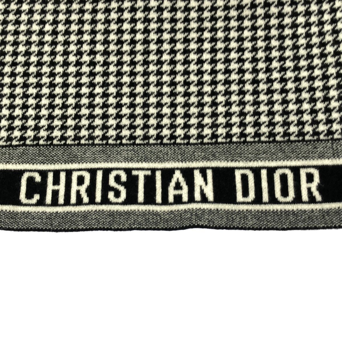Dior Houndstooth Logo Shawl Black White Scarf — view 3