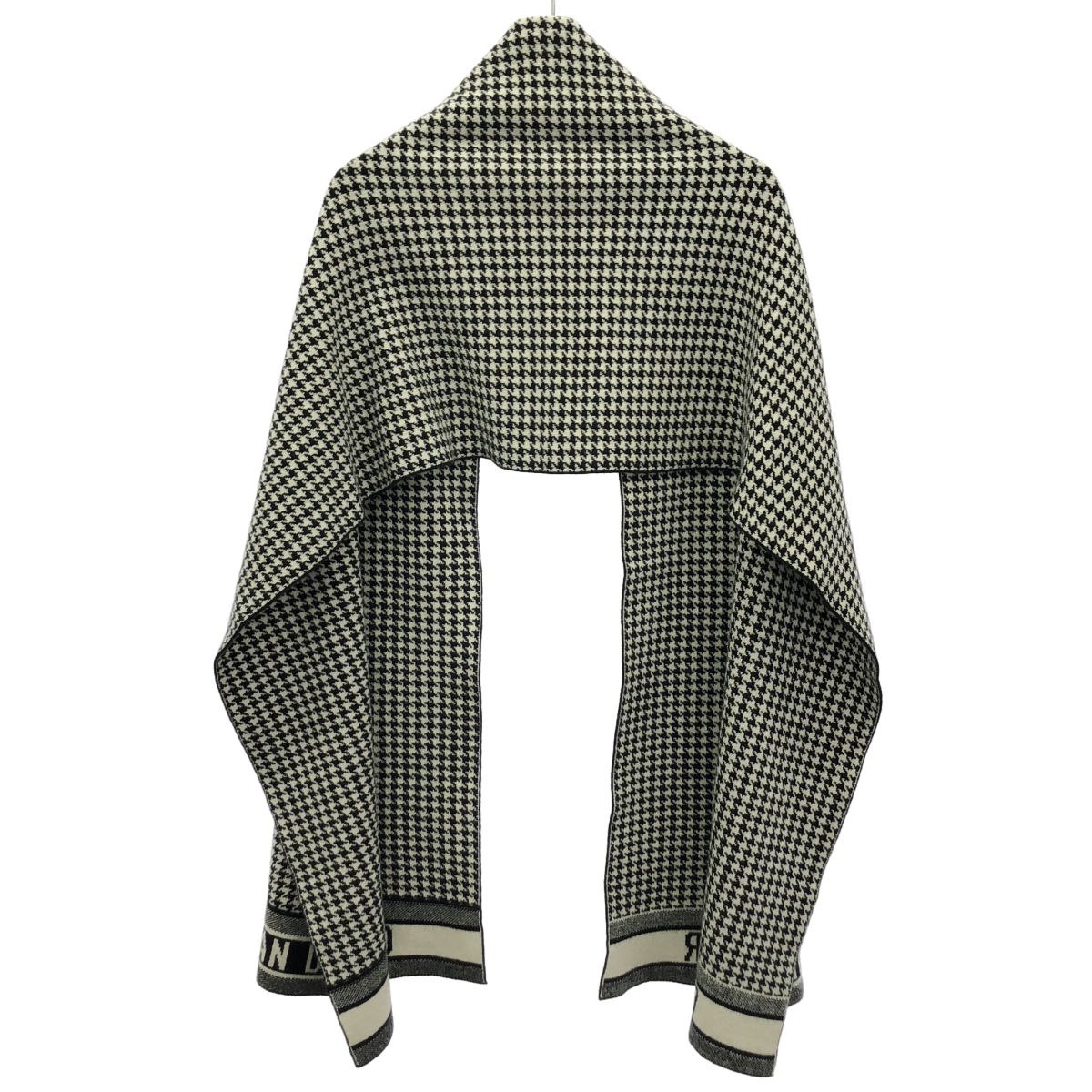 Dior Houndstooth Logo Shawl Black White Scarf — view 2