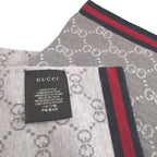Gucci GG Pattern Sherry Wool Gray Scarf — view 5