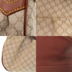 Celine Macadam Pattern Vintage Hobo Shoulder Bag Gold Canvas Leather Beige Brown — view 9