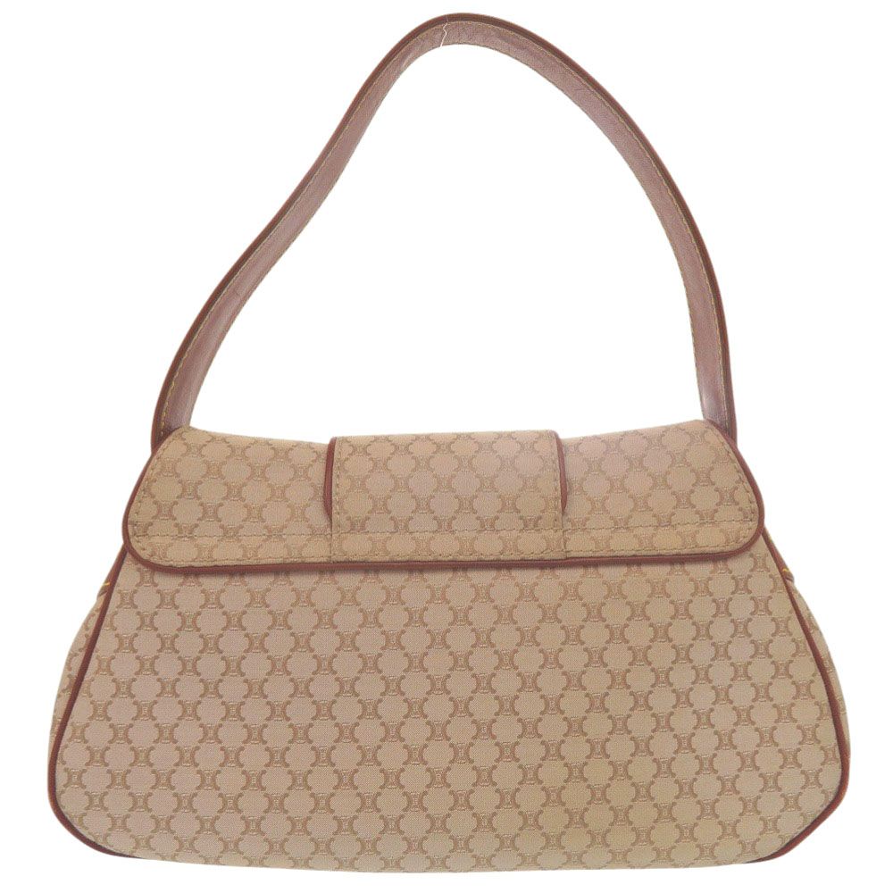 Celine Macadam Pattern Vintage Hobo Shoulder Bag Gold Canvas Leather Beige Brown — view 3
