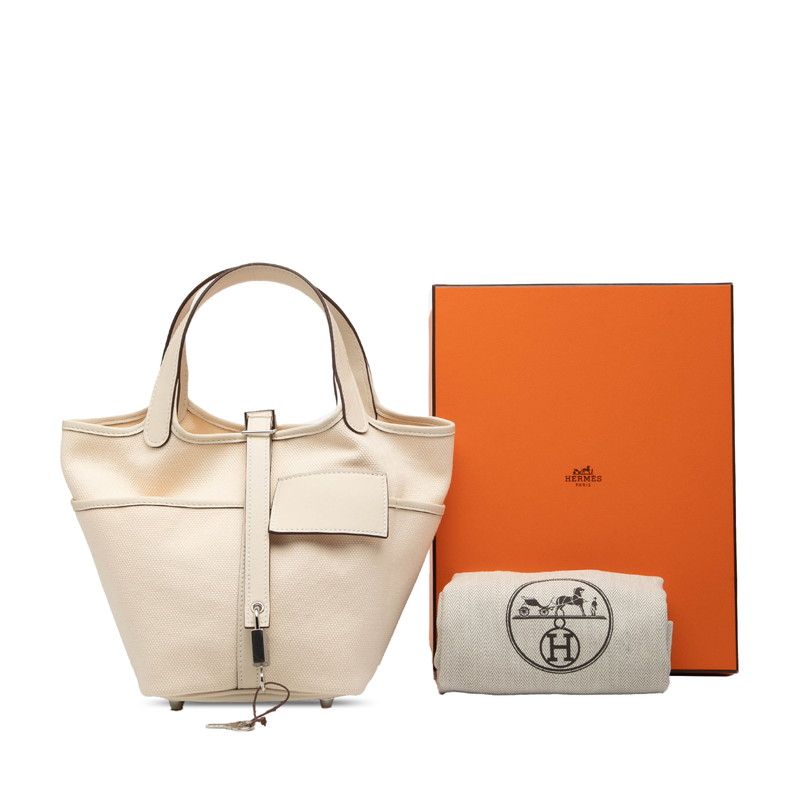 Hermes Picotin Lock PM Cargo Handbag Nata White Veau Swift Ash — view 7