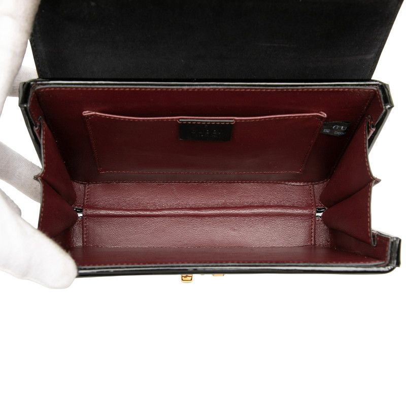Gucci Sylvie Chain Shoulder Bag 2-Way Black Patent Leather — view 4