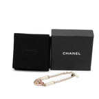 Chanel CC Logo Heart Motif Rhinestone Bracelet Gold Pink Plated Faux Pearl — view 8