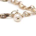 Chanel CC Logo Heart Motif Rhinestone Bracelet Gold Pink Plated Faux Pearl — view 6