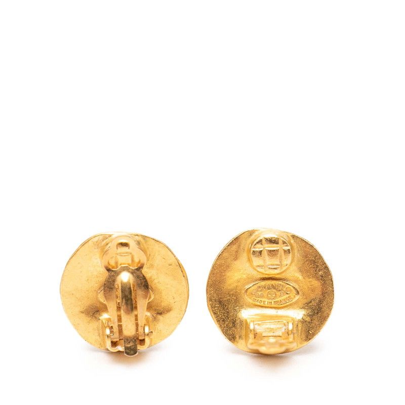Chanel CC Logo Vintage Earrings Gold Plated — view 4