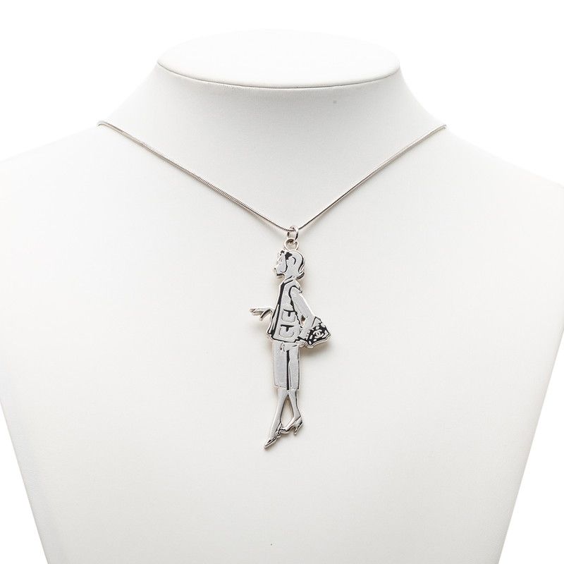 Chanel Mademoiselle Necklace Silver Black Metal — view 5