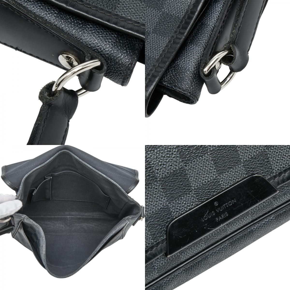 Louis Vuitton Damier Graphite Daniel MM Crossbody Shoulder Bag Black Leather — view 9