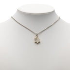 Chanel CC Logo Christmas Tree Motif Necklace Silver White Metal — view 5