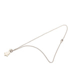 Chanel CC Logo Christmas Tree Motif Necklace Silver White Metal — view 3