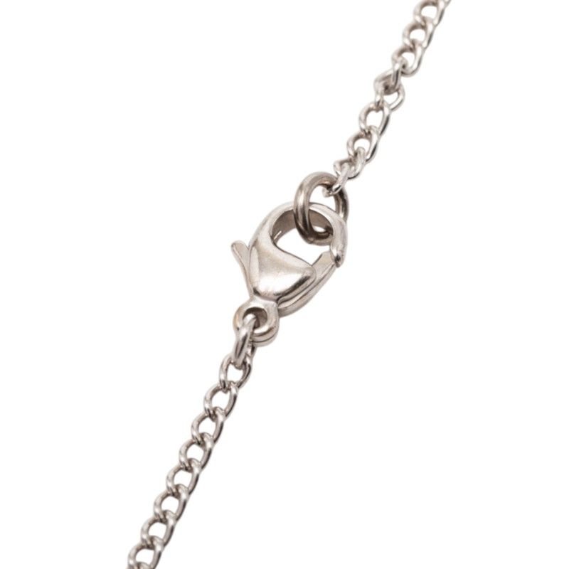 Chanel CC Logo Christmas Tree Motif Necklace Silver White Metal — view 4