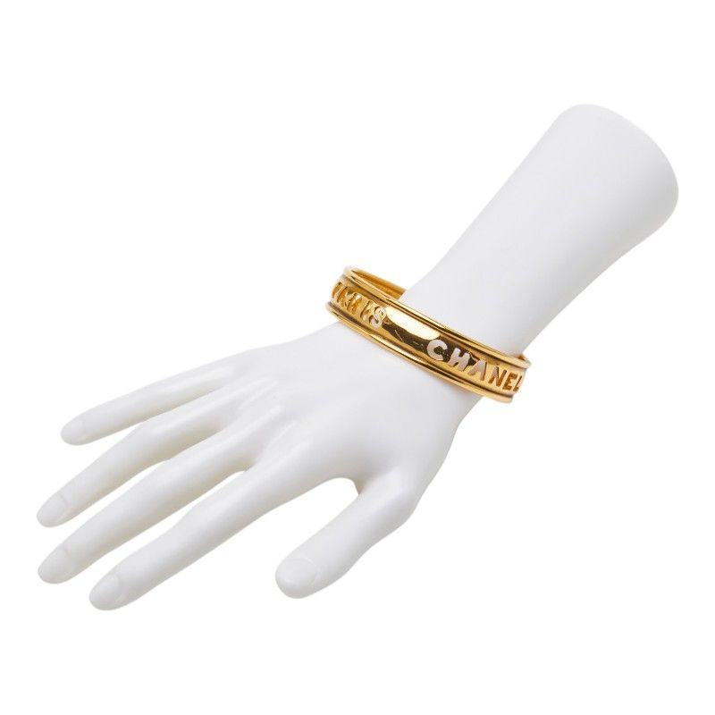 Chanel Logo Bangle Gold Plated Bracelet — view 6