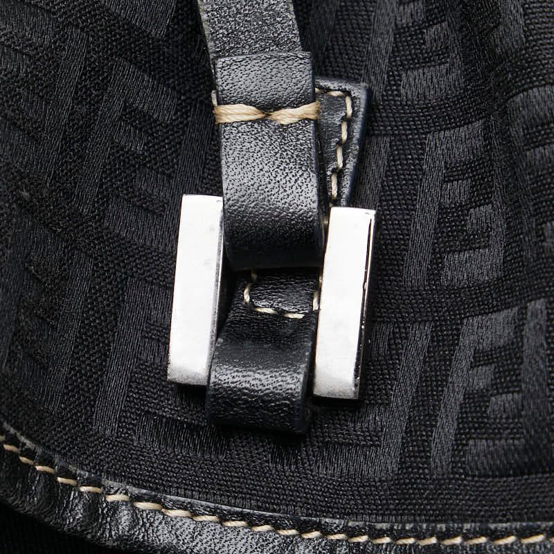Fendi Zucchino Handbag Black Canvas Leather — view 8