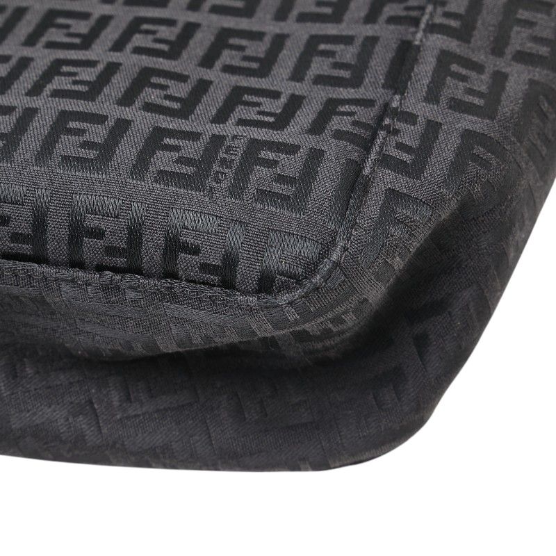 Fendi Zucchino Handbag Black Canvas Leather — view 6