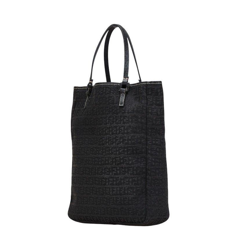 Fendi Zucchino Handbag Black Canvas Leather — view 2