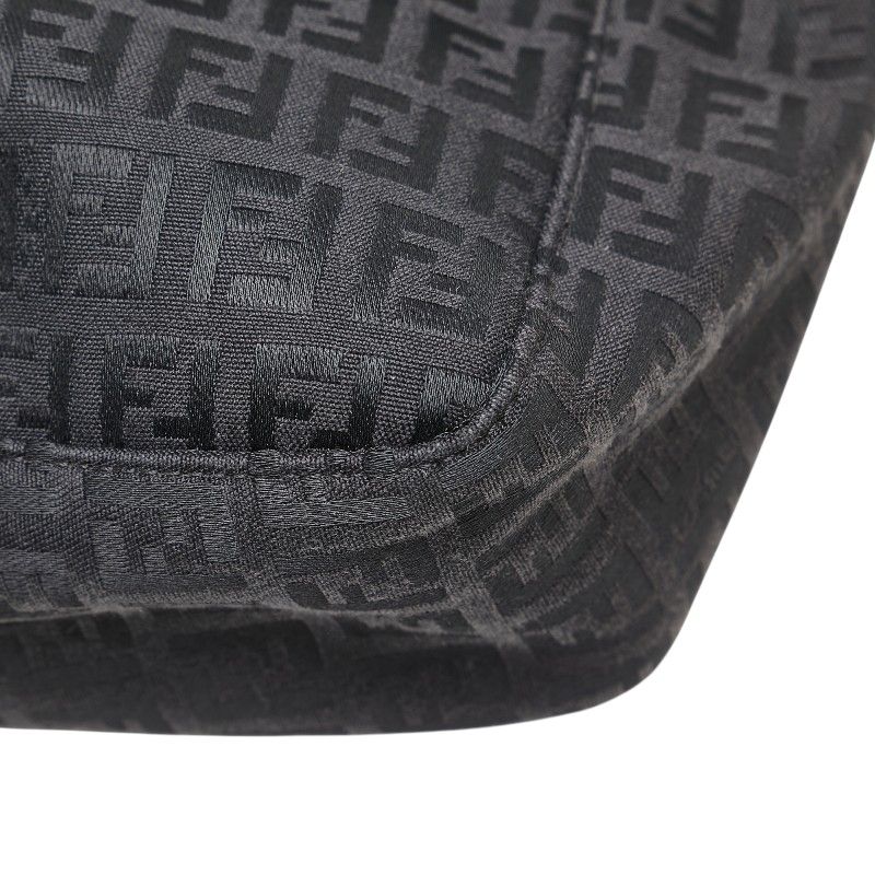 Fendi Zucchino Handbag Black Canvas Leather — view 4