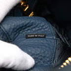 Prada Logo Handbag Blue Vitello Daino — view 9