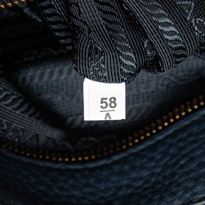 Prada Logo Handbag Blue Vitello Daino — view 8