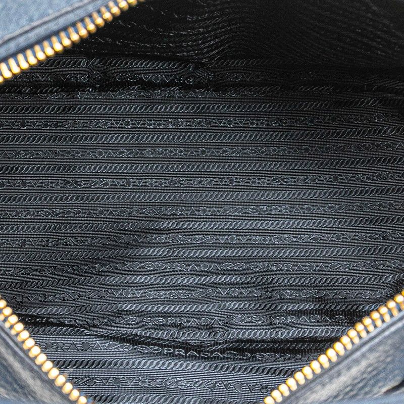 Prada Logo Handbag Blue Vitello Daino — view 5
