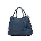 Prada Logo Handbag Blue Vitello Daino — view 2