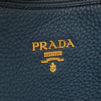 Prada Logo Handbag Blue Vitello Daino — view 4