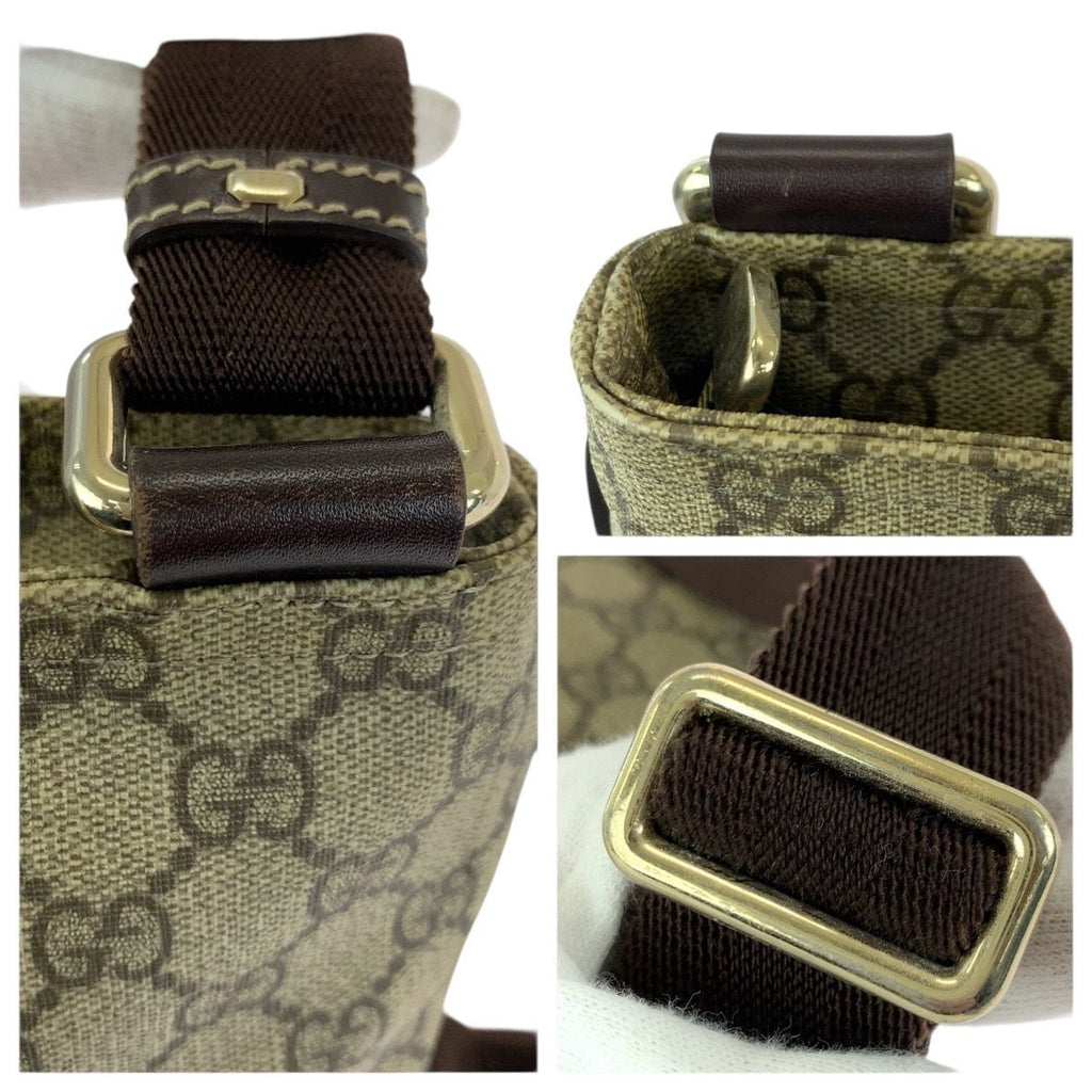 Gucci Beige Brown Gold GG Supreme Canvas Shoulder Bag — view 6