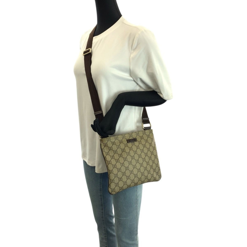 Gucci Beige Brown Gold GG Supreme Canvas Shoulder Bag — view 7