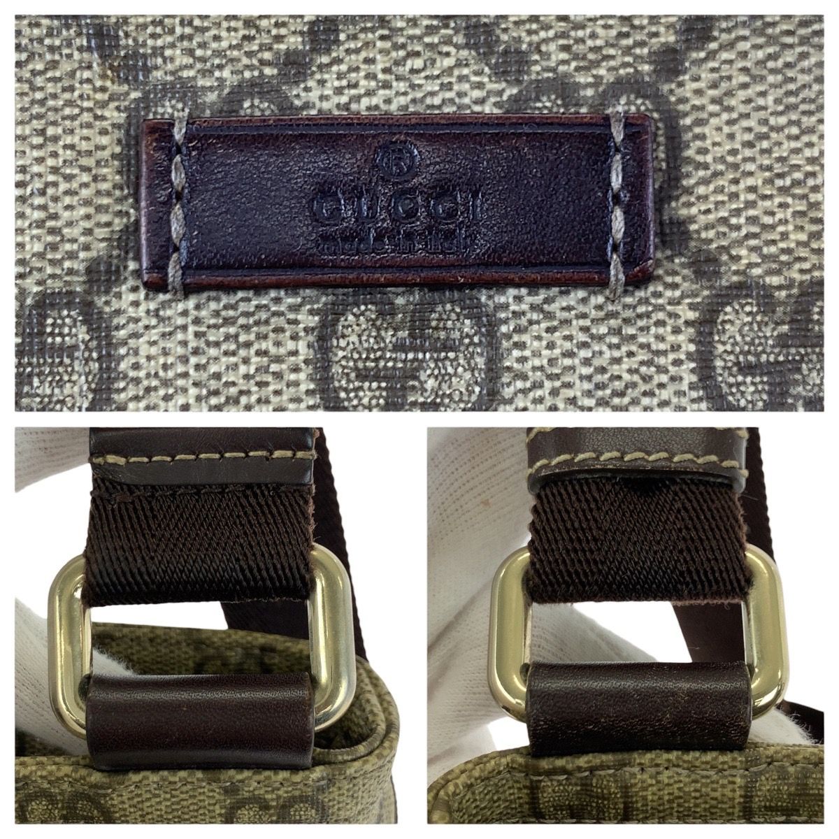 Gucci Beige Brown Gold GG Supreme Canvas Shoulder Bag — view 5