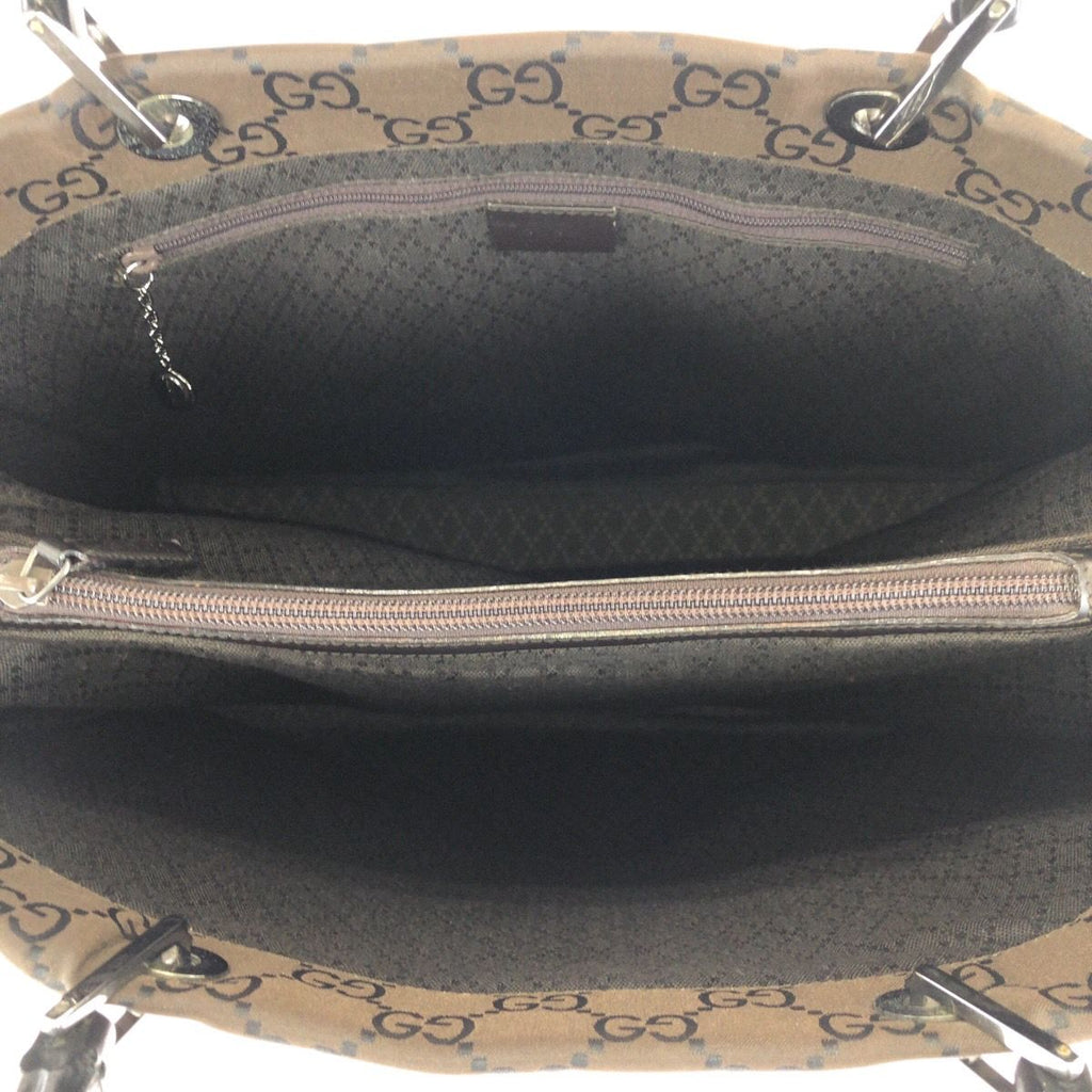 Gucci Bamboo GG Pattern Brown Silver Nylon 002 Tote — view 7