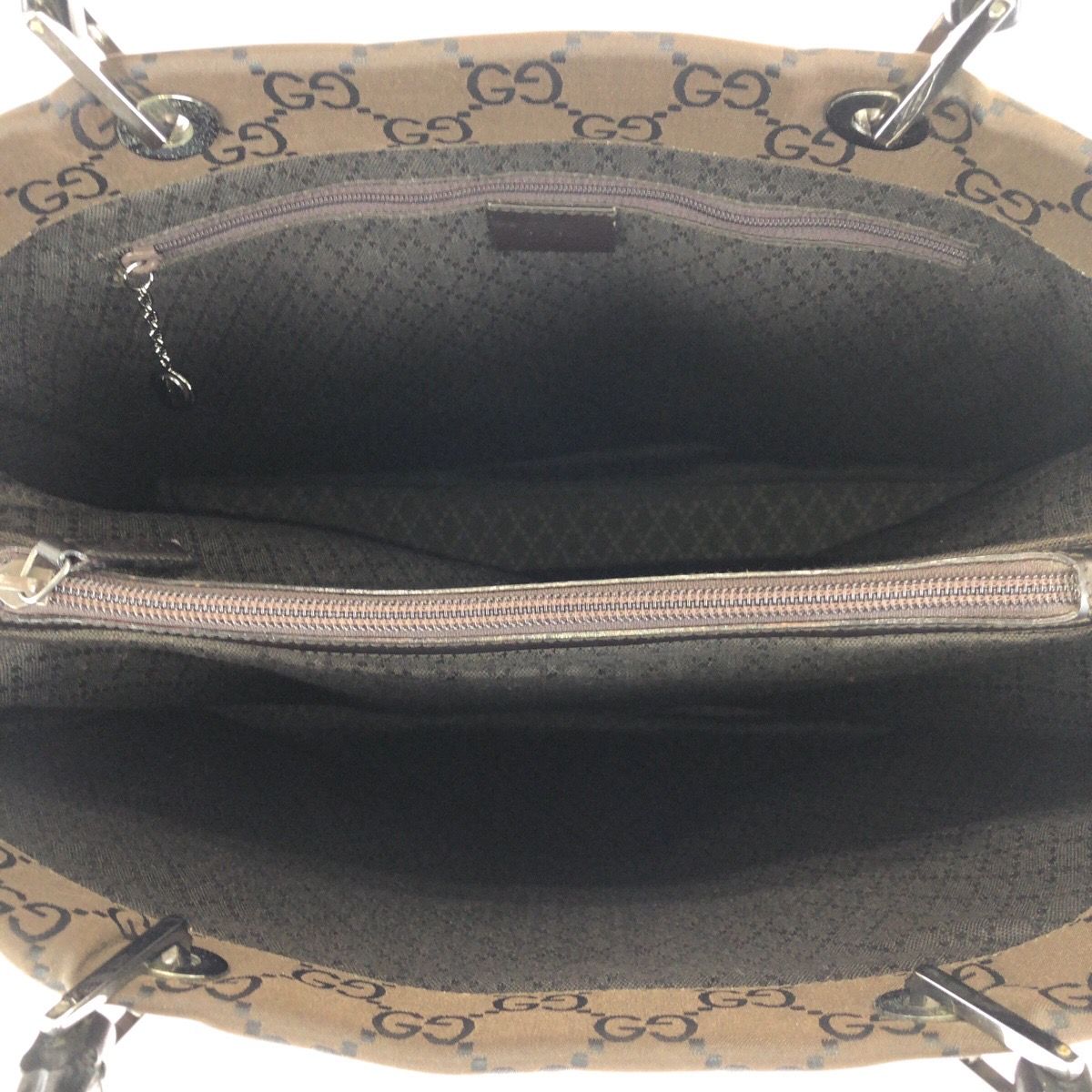 Gucci Bamboo GG Pattern Brown Silver Nylon 002 Tote — view 7