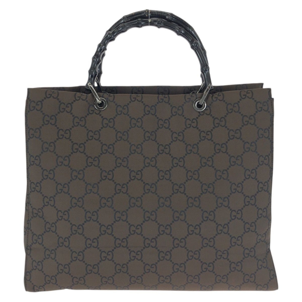 Gucci Bamboo GG Pattern Brown Silver Nylon 002 Tote — view 2